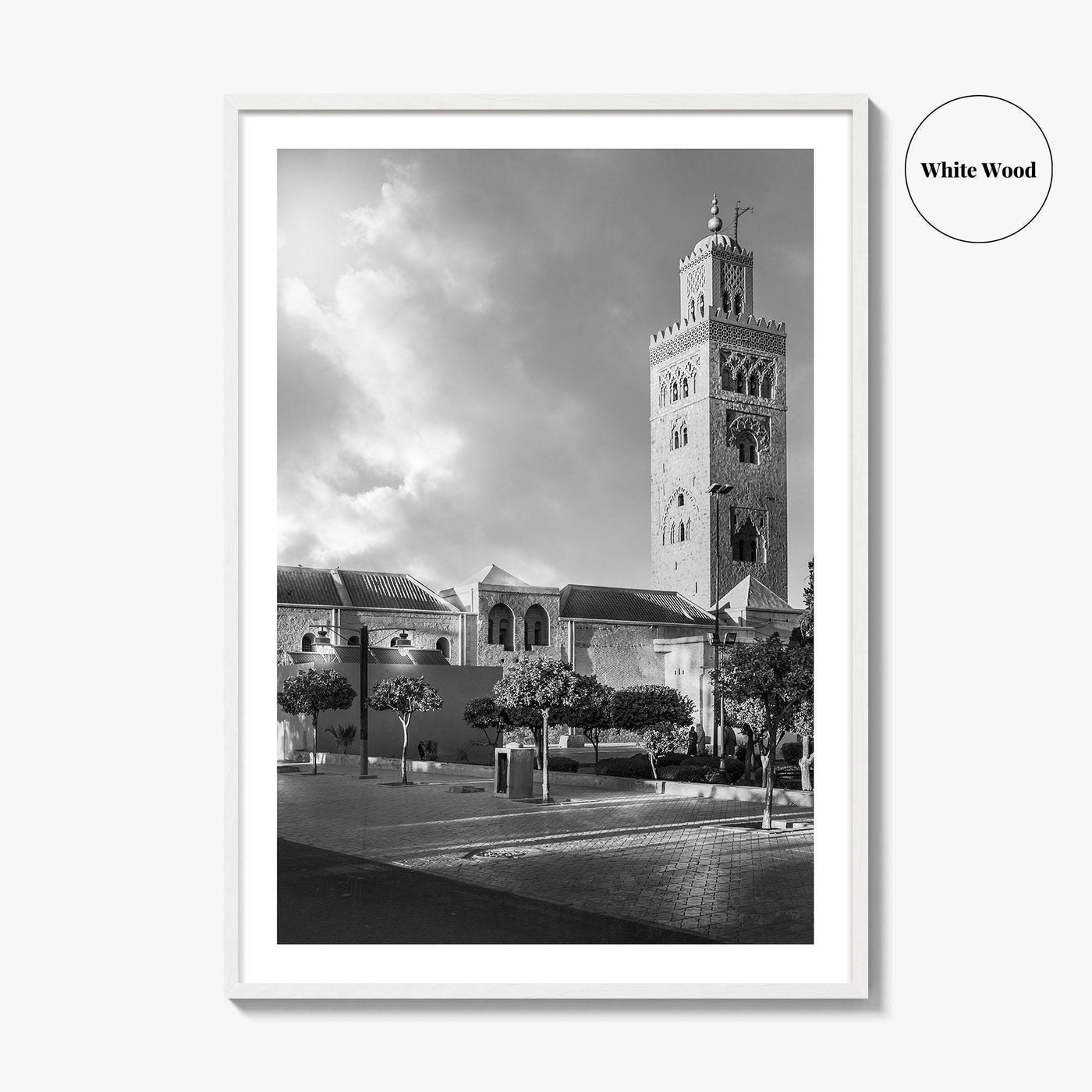 Marrakesh Black and White Fine Art Photo Print, Koutoubia Mosque Minaret, Marrakech Morocco Poster
