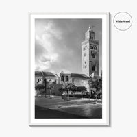 Marrakesh Black and White Fine Art Photo Print, Koutoubia Mosque Minaret, Marrakech Morocco Poster