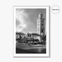 Marrakesh Black and White Fine Art Photo Print, Koutoubia Mosque Minaret, Marrakech Morocco Poster