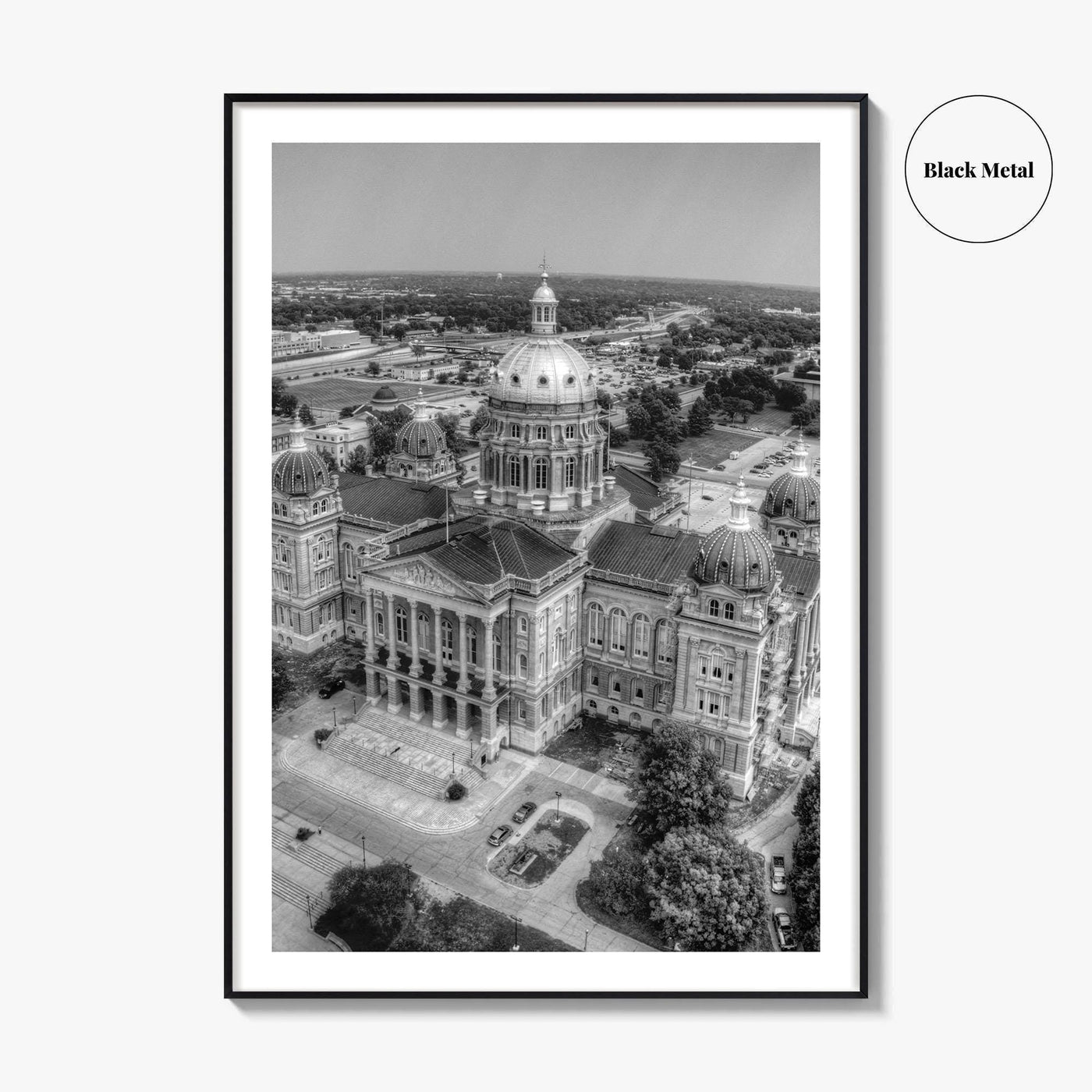 Des Moines Black and White Fine Art Photo Print, Iowa Wall Decor, USA Poster