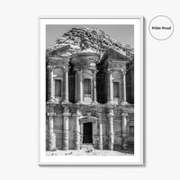 Petra Black and White Fine Art Photo Print, Monastery, Jordan Wall Poster