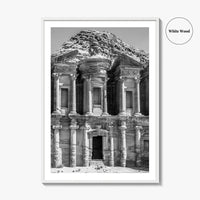 Petra Black and White Fine Art Photo Print, Monastery, Jordan Wall Poster