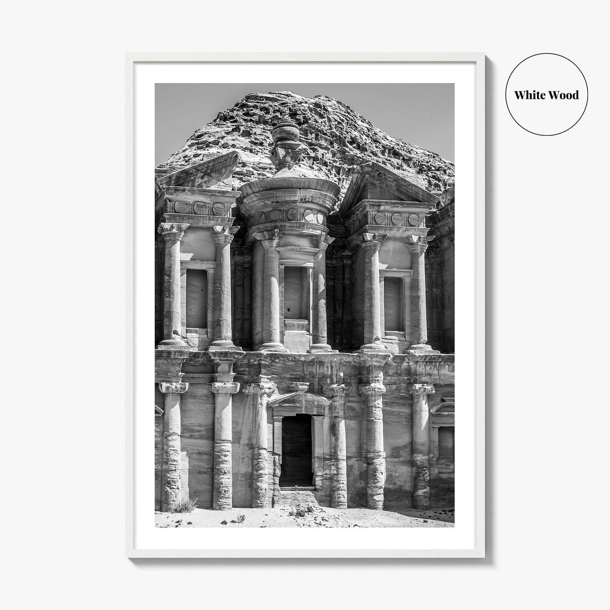 Petra Black and White Fine Art Photo Print, Monastery, Jordan Wall Poster