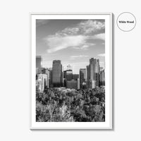 Calgary Skyline Black and White Fine Art Photo Print, City Bow River Alberta Poster