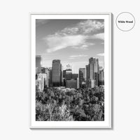 Calgary Skyline Black and White Fine Art Photo Print, City Bow River Alberta Poster