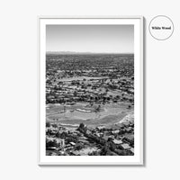 Mesa Black and White Fine Art Photo Print, Arizona USA, Aerial Golf Course, Phoenix