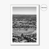 Mesa Black and White Fine Art Photo Print, Arizona USA, Aerial Golf Course, Phoenix