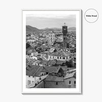 Lucca Black and White Fine Art Photo Print, Tuscany Italy Guinigi Tower View Poster