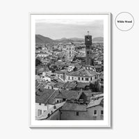 Lucca Black and White Fine Art Photo Print, Tuscany Italy Guinigi Tower View Poster
