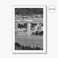 Kelowna Skyline Black and White Fine Art Photo Print, Okanagan Lake, British Columbia Poster