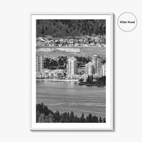 Kelowna Skyline Black and White Fine Art Photo Print, Okanagan Lake, British Columbia Poster