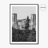 Cagliari Skyline Black and White Fine Art Photo Print, Sardinia Civic Palace Italy Poster