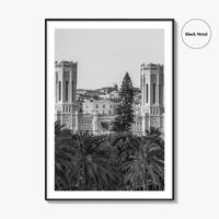 Cagliari Skyline Black and White Fine Art Photo Print, Sardinia Civic Palace Italy Poster