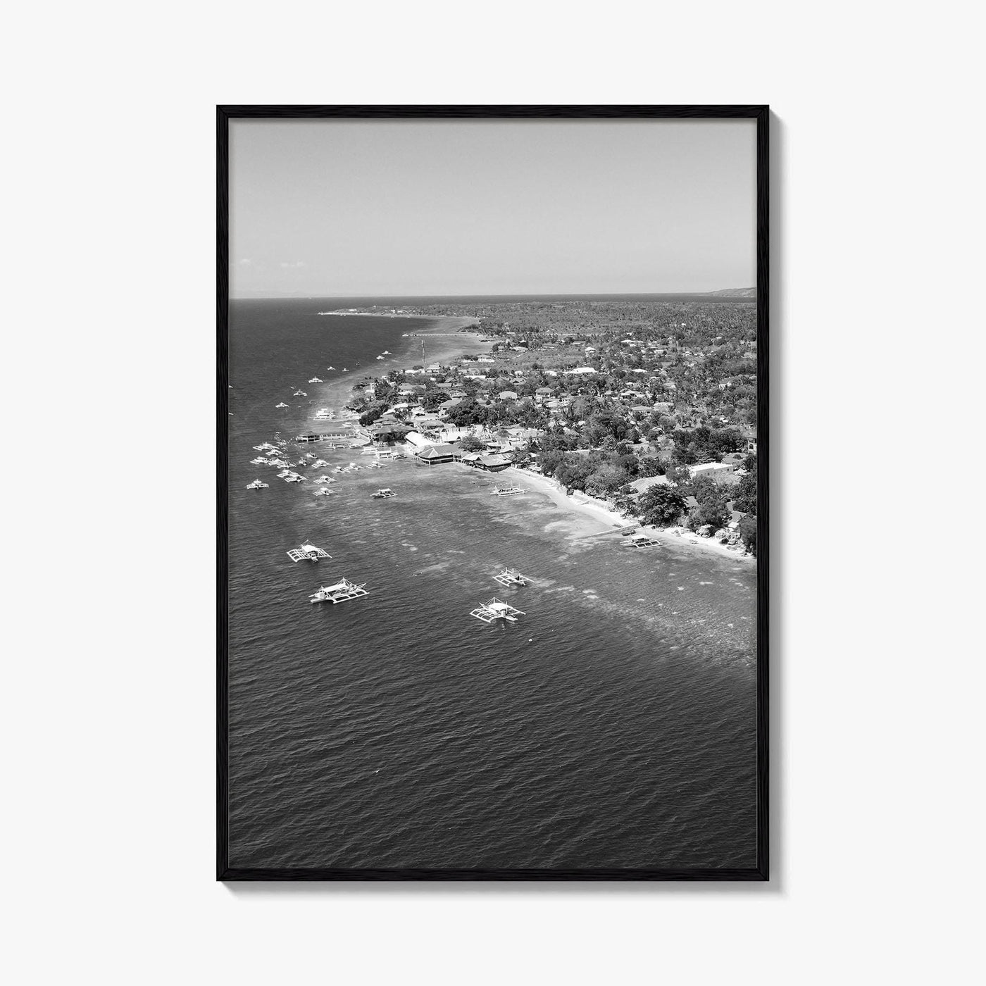 Cebu Island Black and White Fine Art Photo Print, Moalboal Boats Reef Philippines Poster