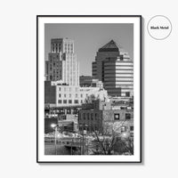 Durham North Carolina Skyline Black and White Fine Art Photo Print, Downtown Poster, USA