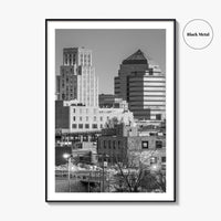 Durham North Carolina Skyline Black and White Fine Art Photo Print, Downtown Poster, USA