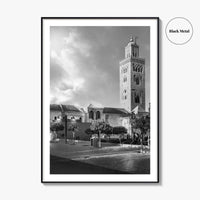 Marrakesh Black and White Fine Art Photo Print, Koutoubia Mosque Minaret, Marrakech Morocco Poster