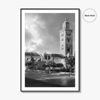 Marrakesh Black and White Fine Art Photo Print, Koutoubia Mosque Minaret, Marrakech Morocco Poster