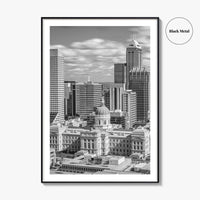 Indianapolis Skyline Black and White Fine Art Photo Print, Indiana State House Poster