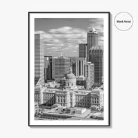Indianapolis Skyline Black and White Fine Art Photo Print, Indiana State House Poster