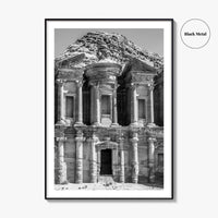 Petra Black and White Fine Art Photo Print, Monastery, Jordan Wall Poster