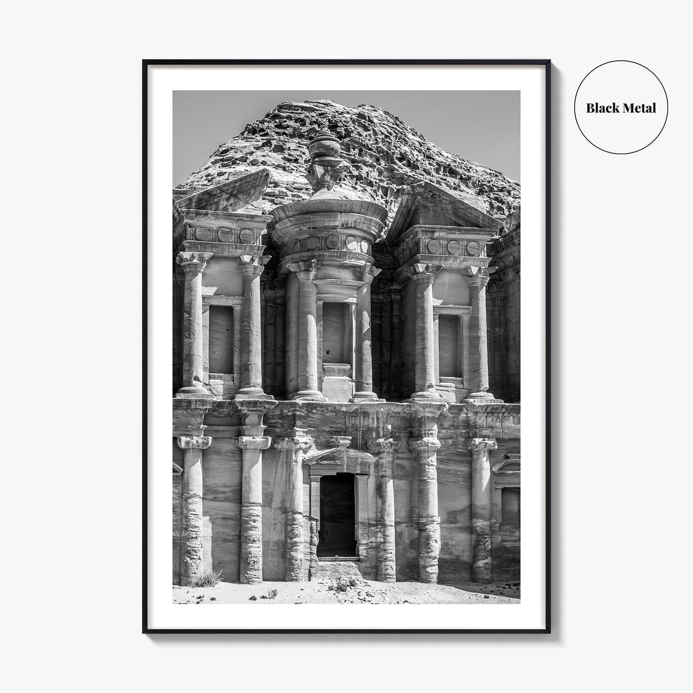Petra Black and White Fine Art Photo Print, Monastery, Jordan Wall Poster