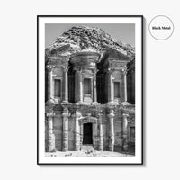 Petra Black and White Fine Art Photo Print, Monastery, Jordan Wall Poster