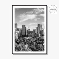 Calgary Skyline Black and White Fine Art Photo Print, City Bow River Alberta Poster