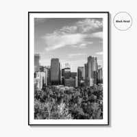 Calgary Skyline Black and White Fine Art Photo Print, City Bow River Alberta Poster