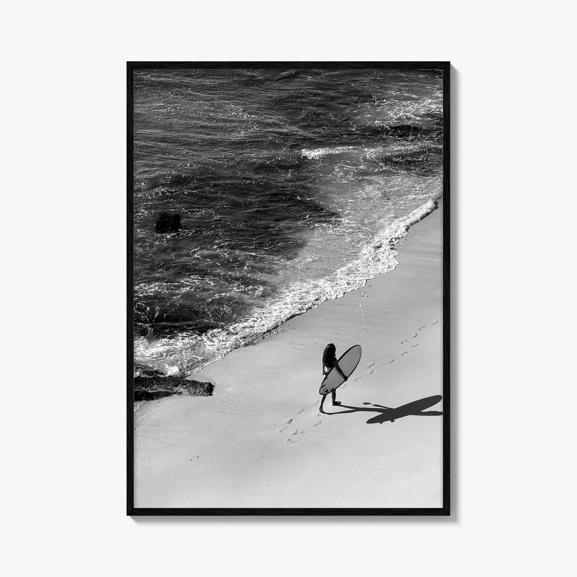Bali Black and White Fine Art Photo Print, Indonesia Surf Beach Wall Decor Poster
