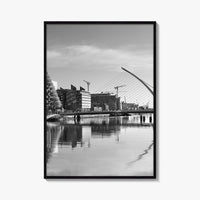 Dublin Black and White Fine Art Photo Print, River Liffey, Samuel Beckett Bridge, Ireland