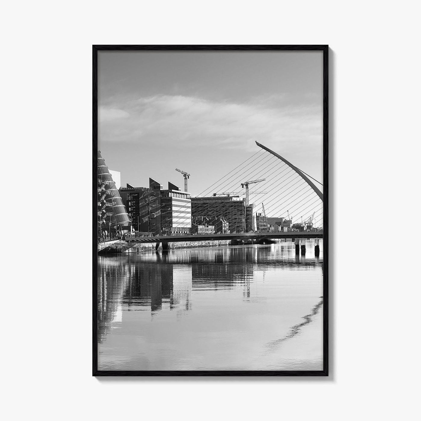 Dublin Black and White Fine Art Photo Print, River Liffey, Samuel Beckett Bridge, Ireland