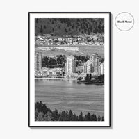 Kelowna Skyline Black and White Fine Art Photo Print, Okanagan Lake, British Columbia Poster
