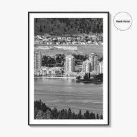 Kelowna Skyline Black and White Fine Art Photo Print, Okanagan Lake, British Columbia Poster