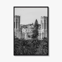 Cagliari Skyline Black and White Fine Art Photo Print, Sardinia Civic Palace Italy Poster