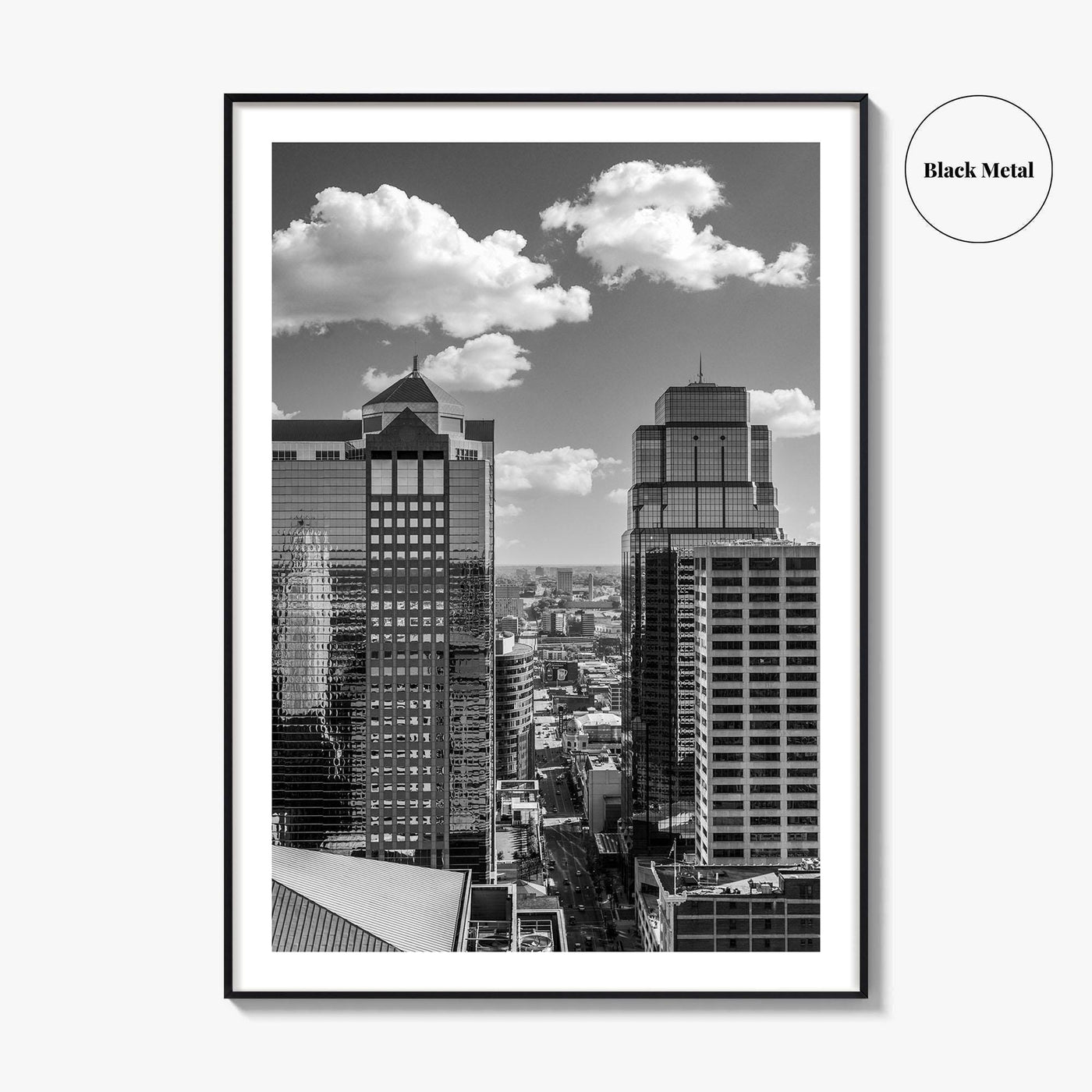 Kansas City Skyline Black and White Fine Art Photo Print, Downtown, Missouri, KC, USA
