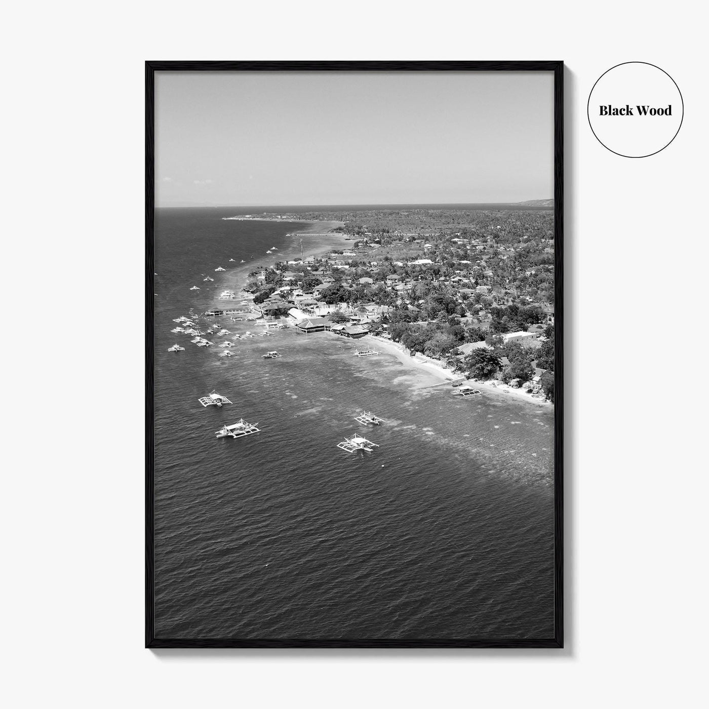 Cebu Island Black and White Fine Art Photo Print, Moalboal Boats Reef Philippines Poster