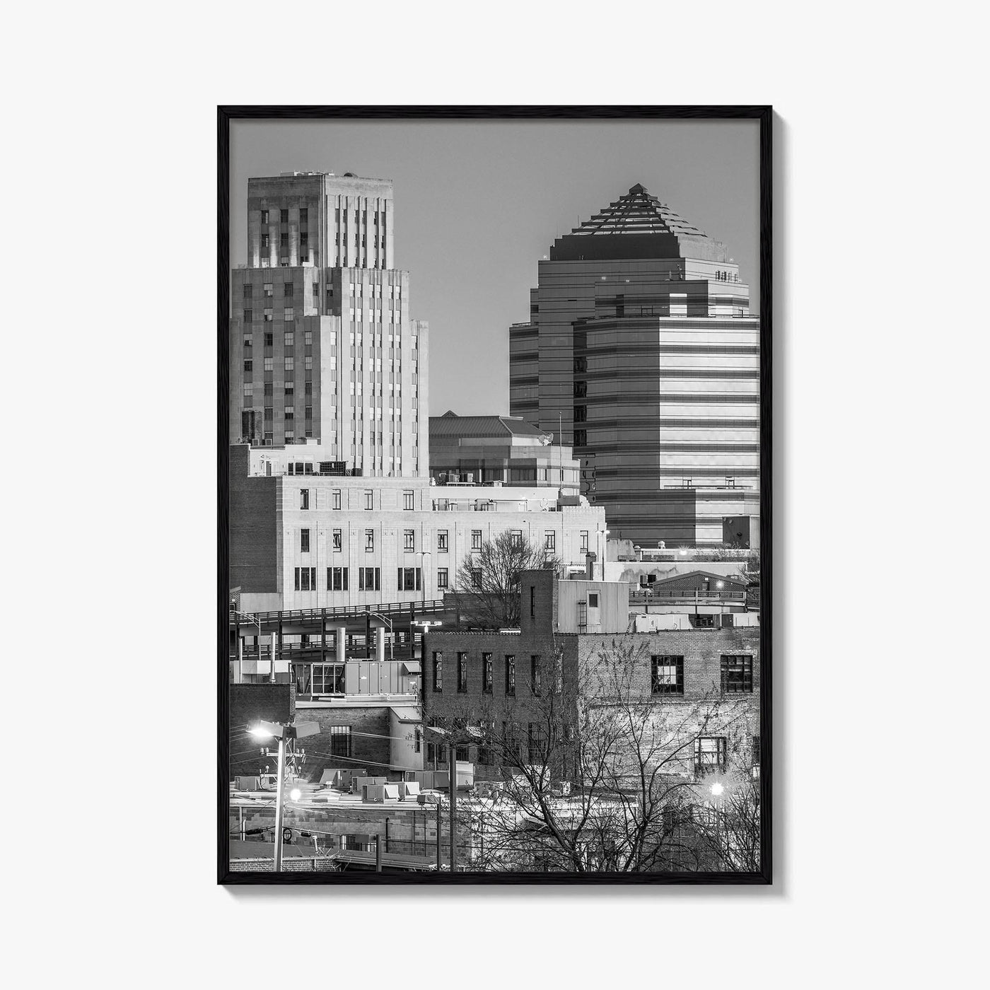 Durham North Carolina Skyline Black and White Fine Art Photo Print, Downtown Poster, USA