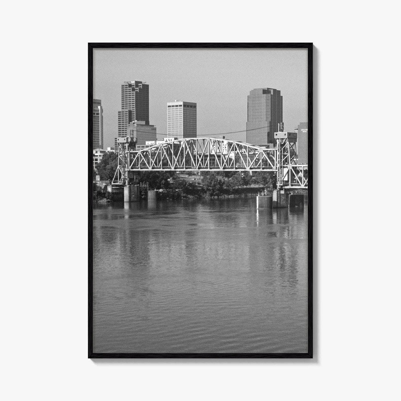 Little Rock Black and White Fine Art Photo Print, Arkansas River Bridge, AR, USA