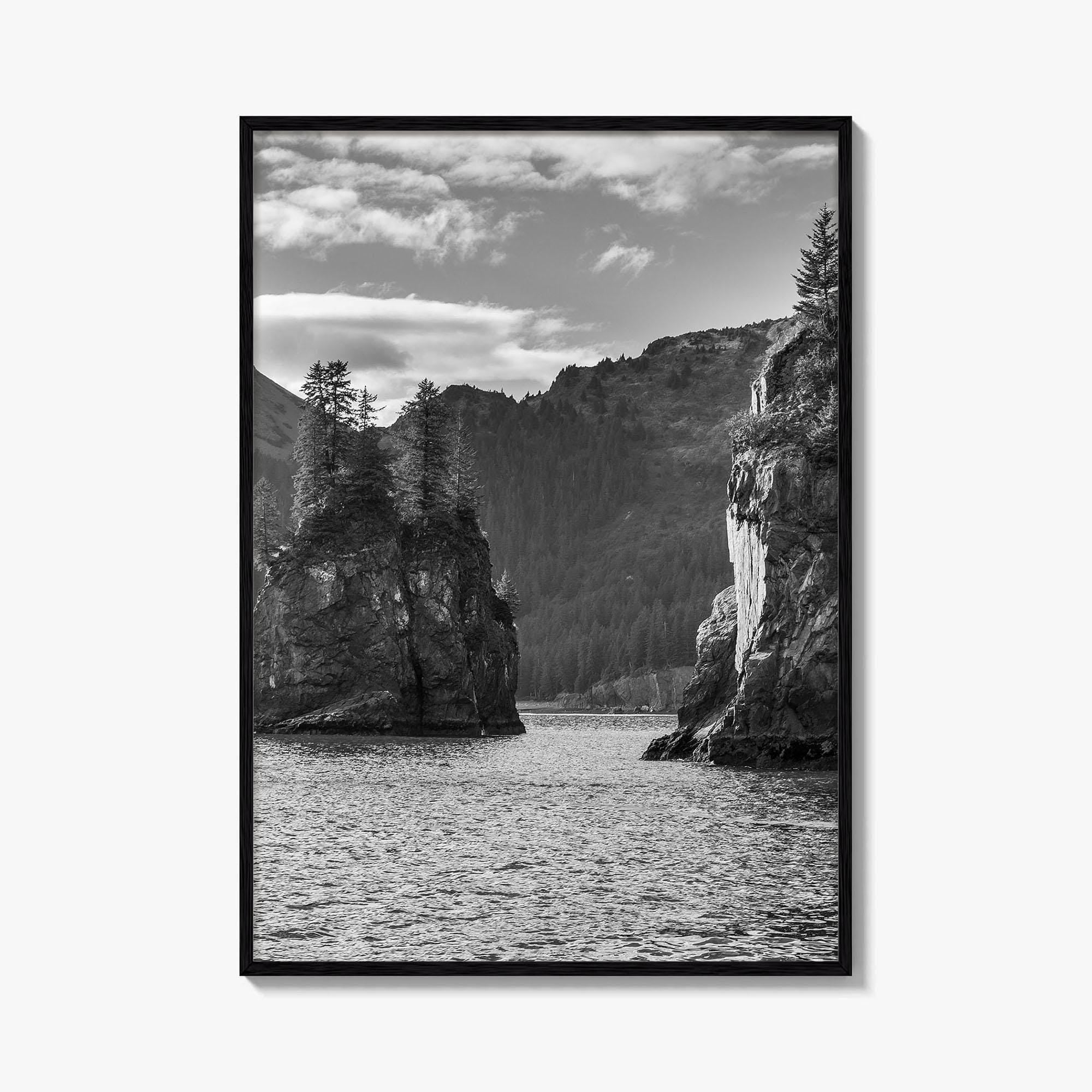 Kenai Fjords National Park Black and White Fine Art Photo Print, Seward Alaska Poster