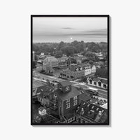 Leesburg Black and White Fine Art Photo Print, Market Station Aerial, Loudoun County Virginia