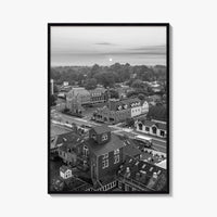 Leesburg Black and White Fine Art Photo Print, Market Station Aerial, Loudoun County Virginia