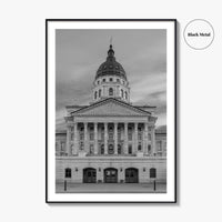 Kansas Black White Fine Art Photo Print, Topeka KS State Capitol Building, USA Poster