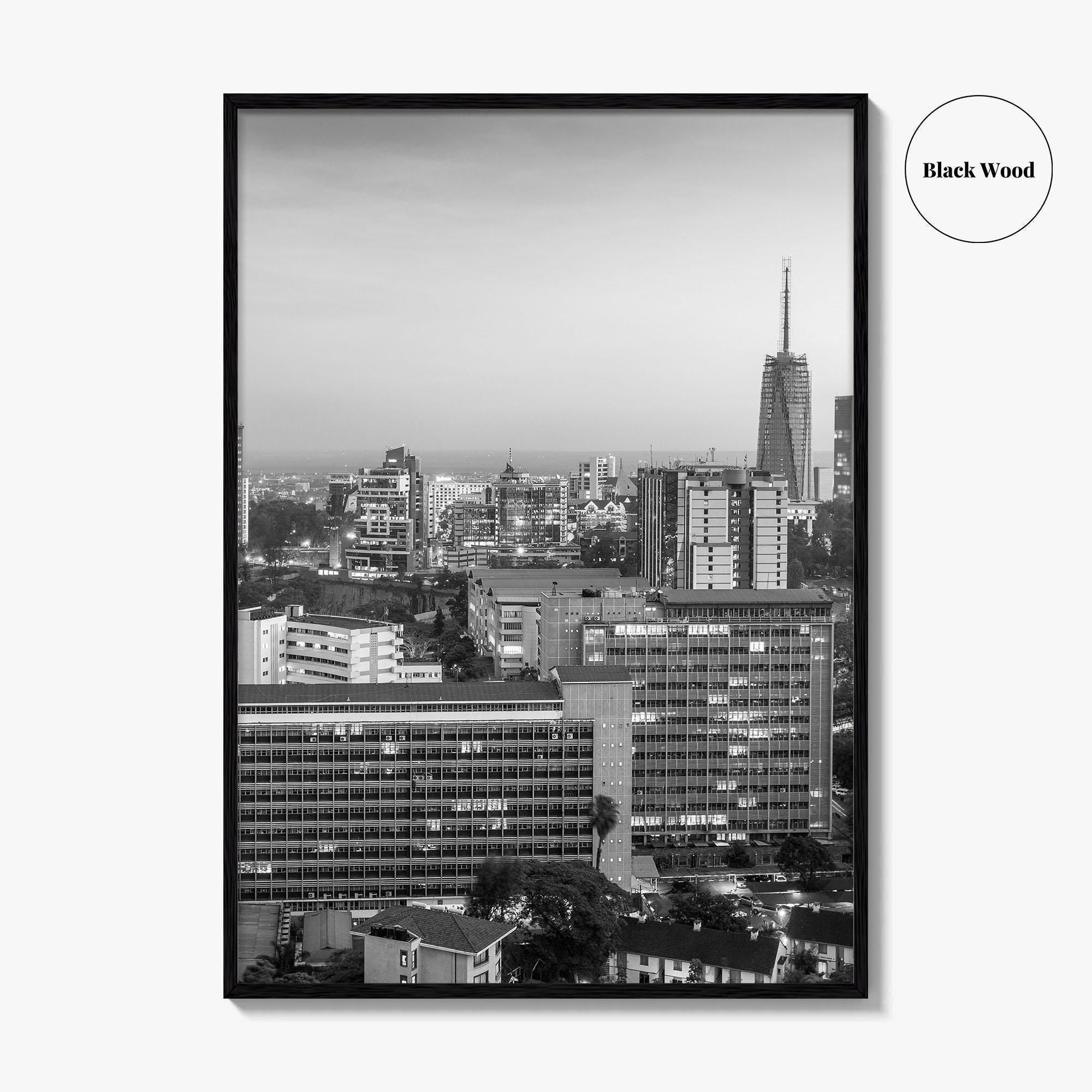 Nairobi Skyline Black and White Fine Art Photo Print, Kenya Poster, East Africa Poster