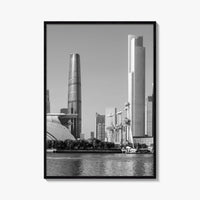 Guangzhou Skyline Black and White Fine Art Photo Print, Pearl River, Guangdong China Poster