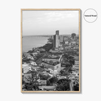 Guayaquil Skyline Black and White Fine Art Photo Print, Guayas River, Ecuador Wall Poster