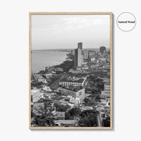Guayaquil Skyline Black and White Fine Art Photo Print, Guayas River, Ecuador Wall Poster