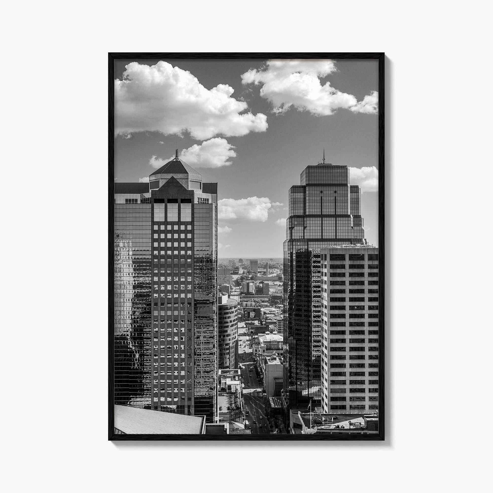 Kansas City Skyline Black and White Fine Art Photo Print, Downtown, Missouri, KC, USA