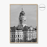 Evansville Indiana Black and White Fine Art Photo Print, Old Courthouse Poster, USA Poster