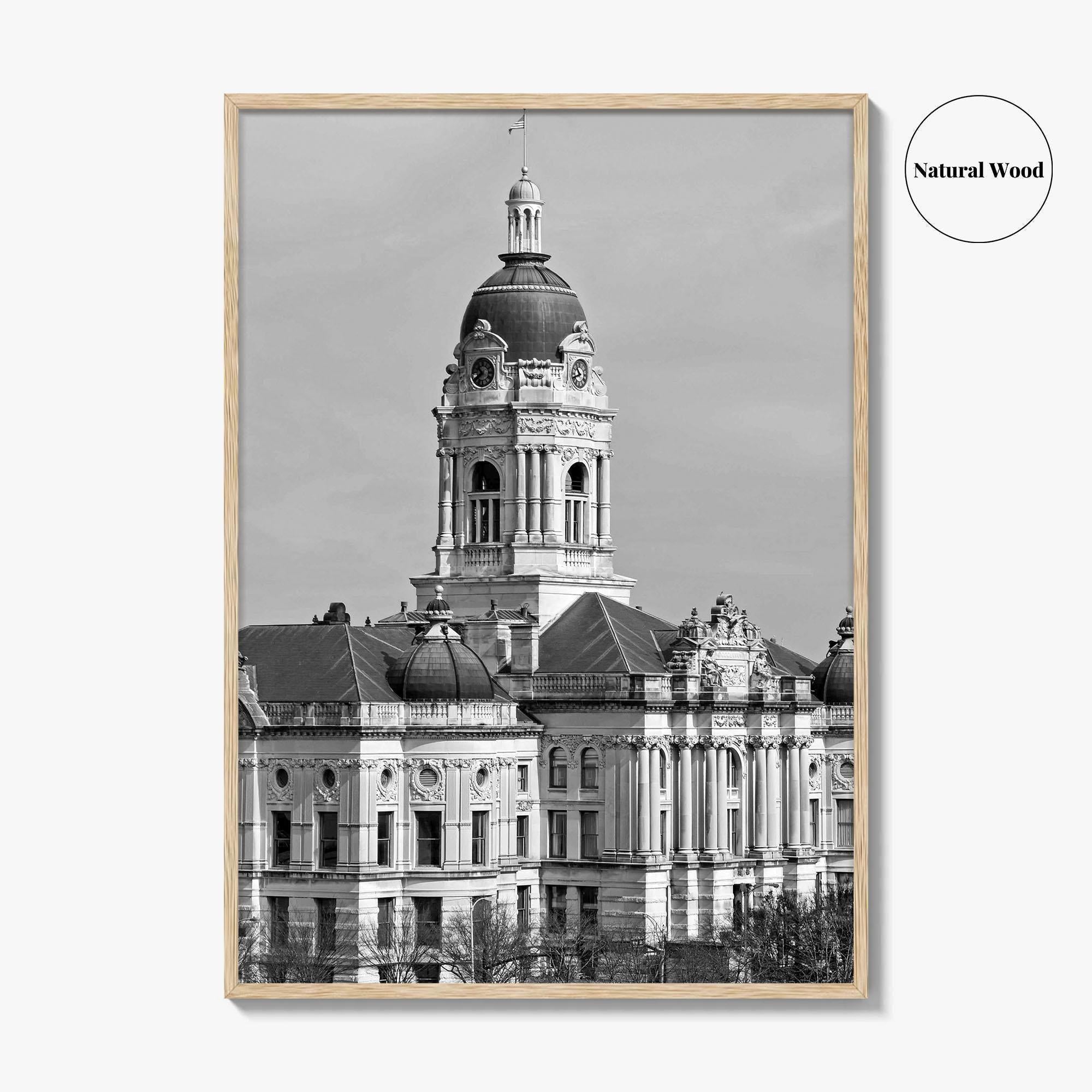 Evansville Indiana Black and White Fine Art Photo Print, Old Courthouse Poster, USA Poster